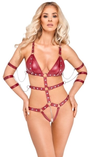 Bad Kitty Riemenbody rot 2XL
