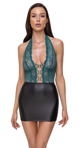Kleid schwarz/petrol XL