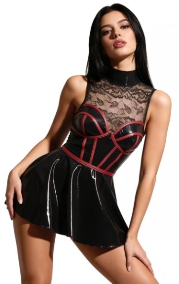 Kleid schwarz/rot L