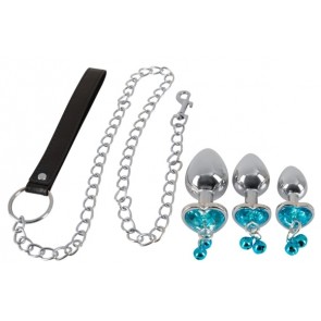 Butt plug set with a leash